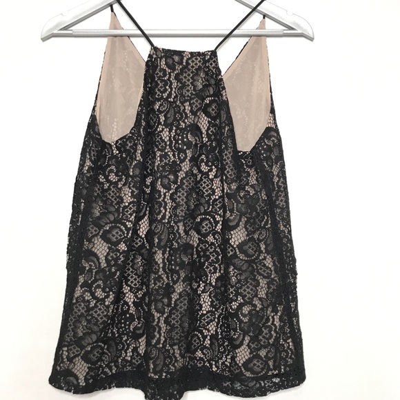 NWT LOFT Black Lace Overlay Nude Racerback Tank XS - Picture 7 of 9